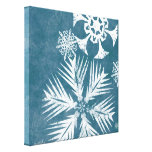 Blue and White Snowflakes Christmas Stretched Canvas Print