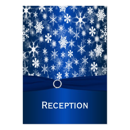 Blue and White Snowflakes Enclosure Card Business Card Templates (front side)