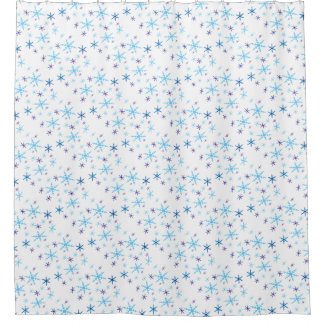 Blue and White Snowflakes Shower Curtain