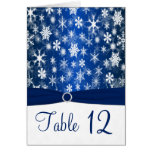 Blue and White Snowflakes Table Number Card