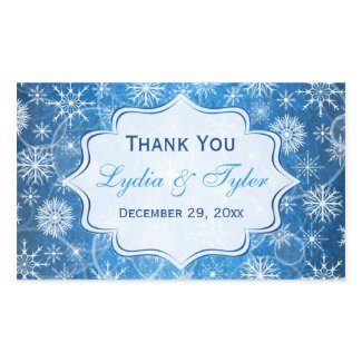 Blue and White Snowflakes Wedding Favor Sticker