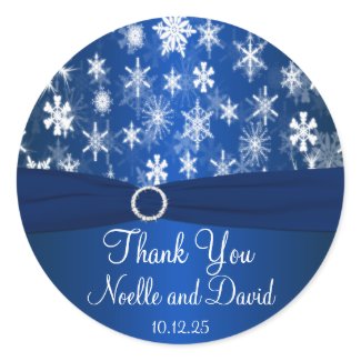 Blue and White Snowflakes Wedding Sticker sticker