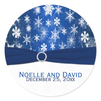 Blue and White Snowflakes Wedding Sticker sticker