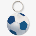 Blue and White Soccer Ball Keychain