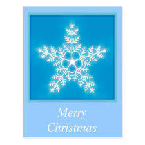 Blue and White Star Snowflake Christmas Postcard