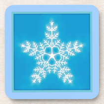 Blue and White Star Snowflake Coaster
