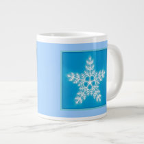 Blue and White Star Snowflake Extra Large Mugs