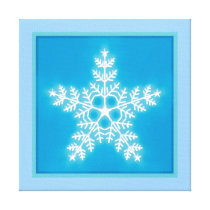 Blue and White Star Snowflake Gallery Wrap Canvas