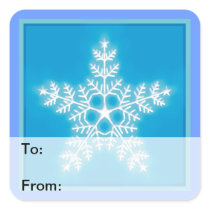 Blue and White Star Snowflake Gift Tag Sticker