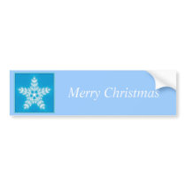 Blue and White Star Snowflake Merry Christmas Bumper Sticker