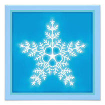 Blue and White Star Snowflake Photograph