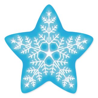 Blue and White Star Snowflake zazzle_sticker