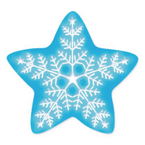 Blue and White Star Snowflake Sticker