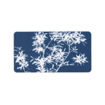 Blue and white stark leaves graphic cutout address label
