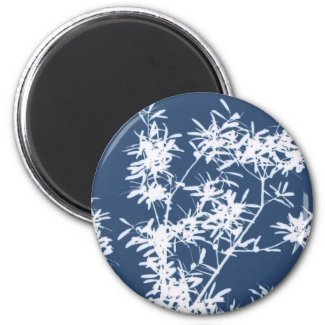 Blue and white stark leaves graphic cutout magnet