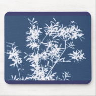 Blue and white stark leaves graphic cutout mousepad