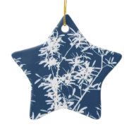 Blue and white stark leaves graphic cutout ornament