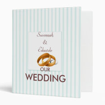 Blue and White Stripe Wedding Rings Vinyl Binders