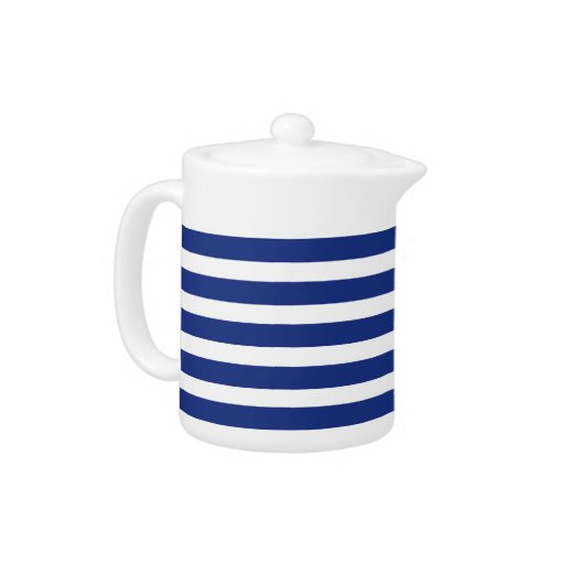 Blue and white striped teapot Zazzle