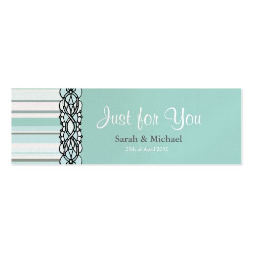 Blue and white striped Wedding favor Gift tag Business Card (front side)