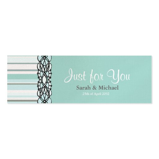 Blue and white striped Wedding favor Gift tag Business Card (back side)