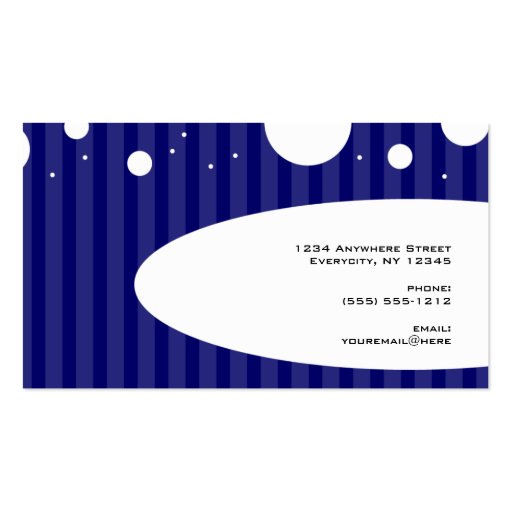 Blue and White Stripes and Polka Dots Business Card (back side)