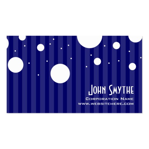 Blue and White Stripes and Polka Dots Business Card (front side)
