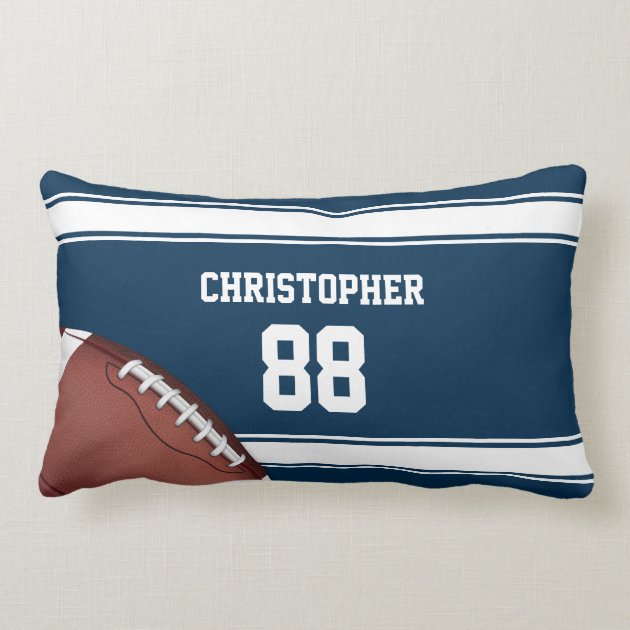 Blue and White Stripes Jersey Football Pillow-0