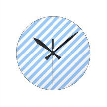 Blue and White Stripes. Round Clocks