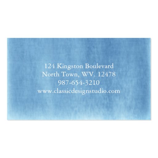 Blue And White Suede Business Cards (back side)