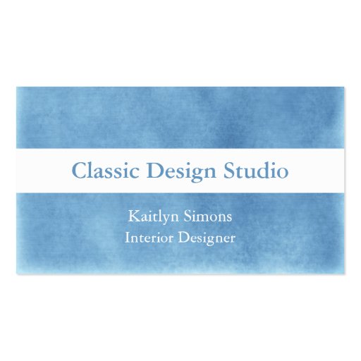Blue And White Suede Business Cards (front side)