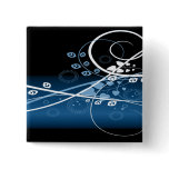 Blue and White Swirling Vines Pinback Buttons