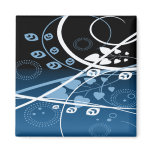 Blue and White Swirling Vines Refrigerator Magnet