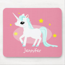 Blue and white Unicorn stars customisable Mousepads