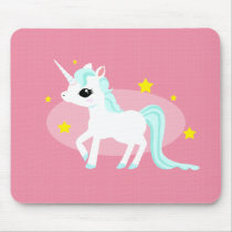 Blue and white Unicorn stars Mousepad