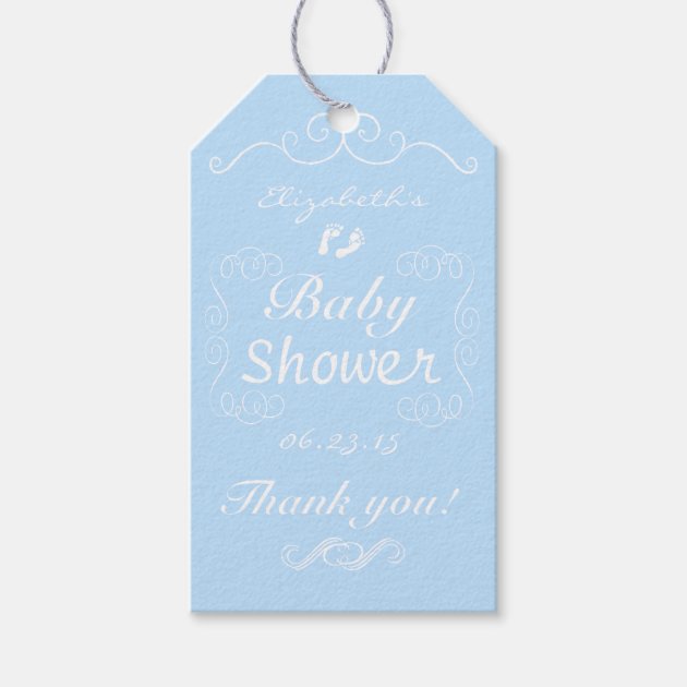 Blue and White Vintage Baby Shower Pack Of Gift Tags-0