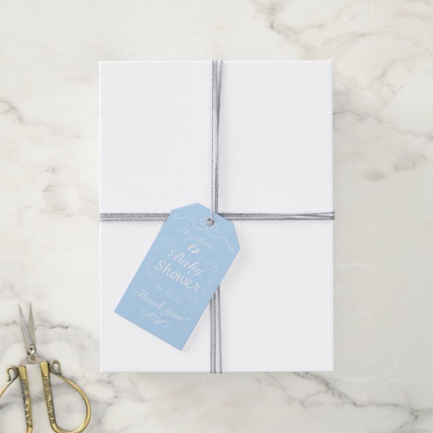 Blue and White Vintage Baby Shower Pack Of Gift Tags-2