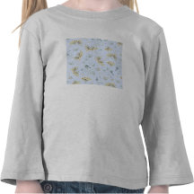 Blue and white vintage floral print t-shirts