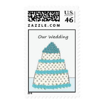 Blue and White Wedding Cake Postage postage by Mamajo3304 Blue and White Wedding Cake Postage postage