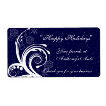 Blue and White Wedding,  Happy Holidays Wine Label