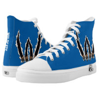 Blue and White Wildcats Claws Tearing Fabric Printed Shoes