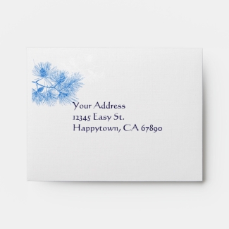 Blue and White Winter Pine Custom RSVP Envelopes