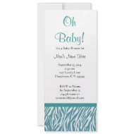 Blue and White Zebra Print Boy Baby Shower invitation