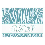 Blue and White  Zebra Print RSVP Wedding Response Invite