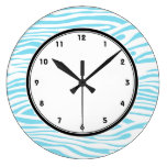 Blue and white Zebra stripes pattern Wallclock