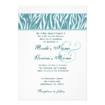 Blue and White Zebra Wedding Announcement