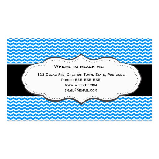 Blue and White Zig zag pattern Business Cards (back side)