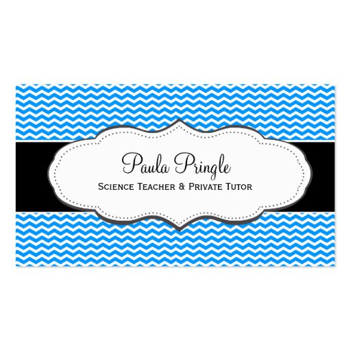 Blue and White Zig zag pattern Business Cards