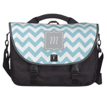 Blue and White Zigzag Monogram Bag For Laptop