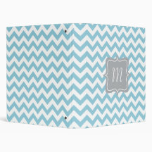 Blue and White Zigzag Monogram Binder